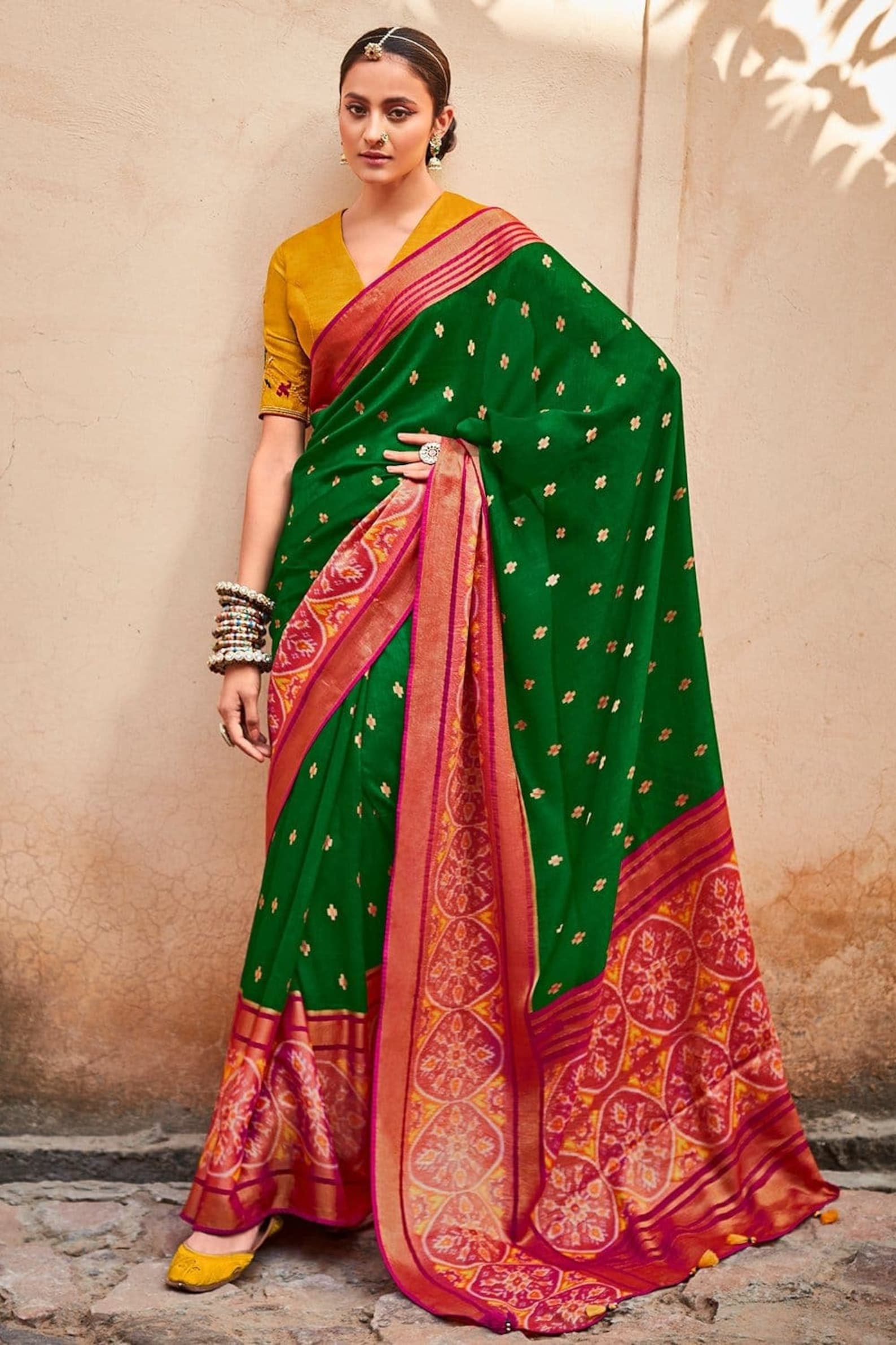 Green Kanchipuram Traditional Khadi Silk Saree