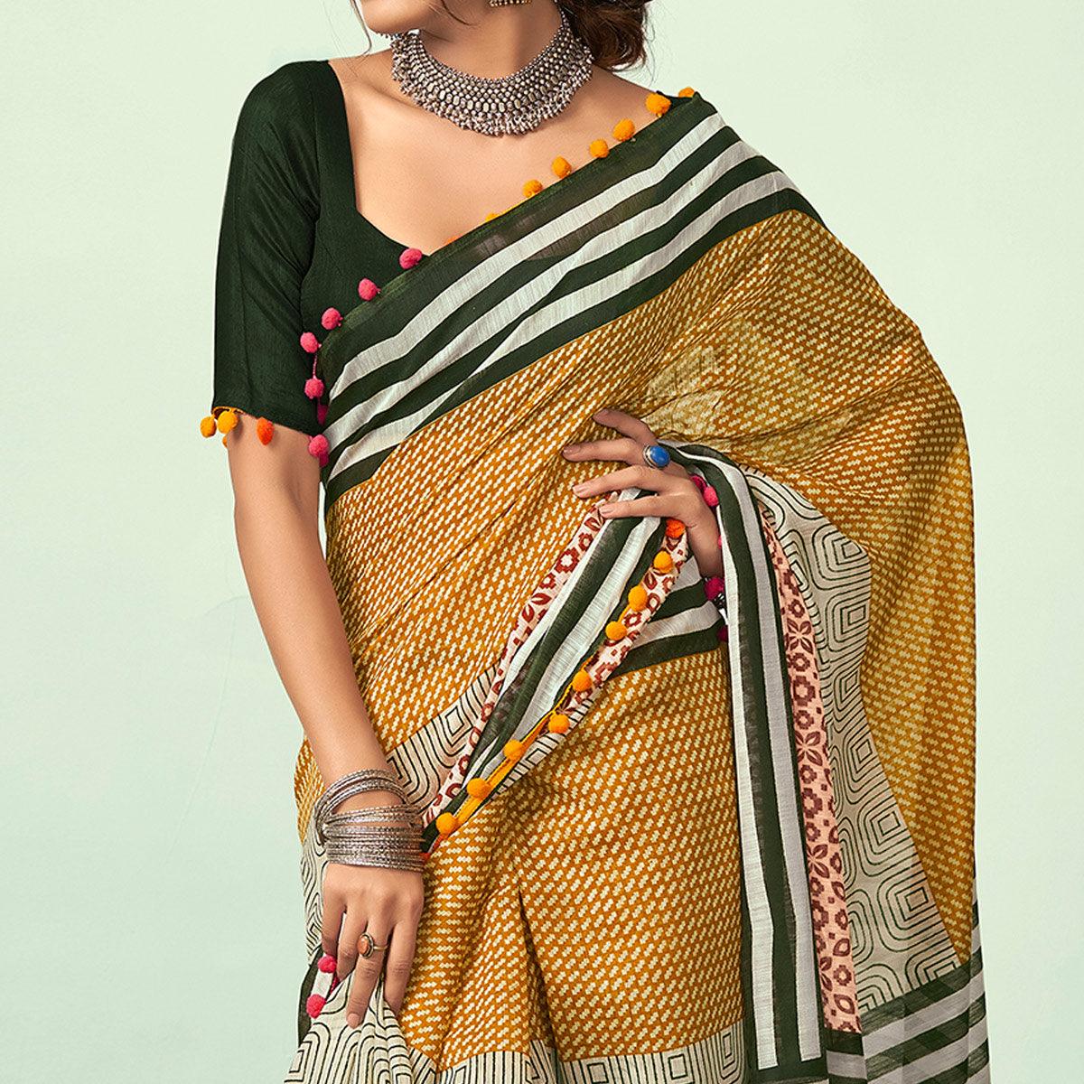 Checkered Daily Wear, Pure Linen Saree