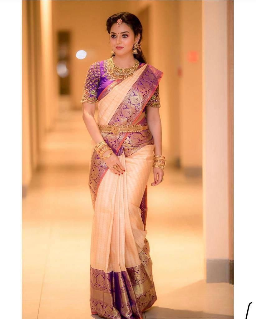 Admirable Peach Soft Silk Saree With Angelic Blouse Piece