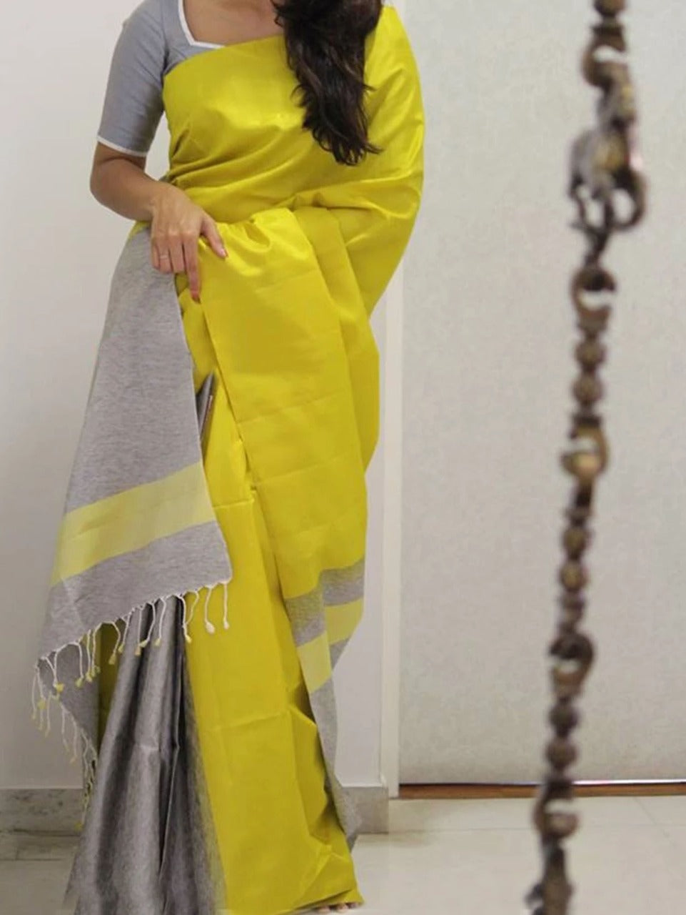 Soft Silk Mesmerising Yellow Colour Designer Saree, Traditional Wear