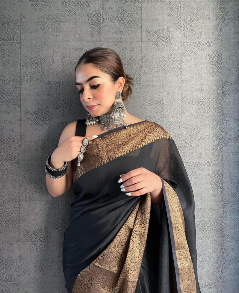 Art Silk Saree With Unstitched Blouse For Women Wedding Wear Party and running use also