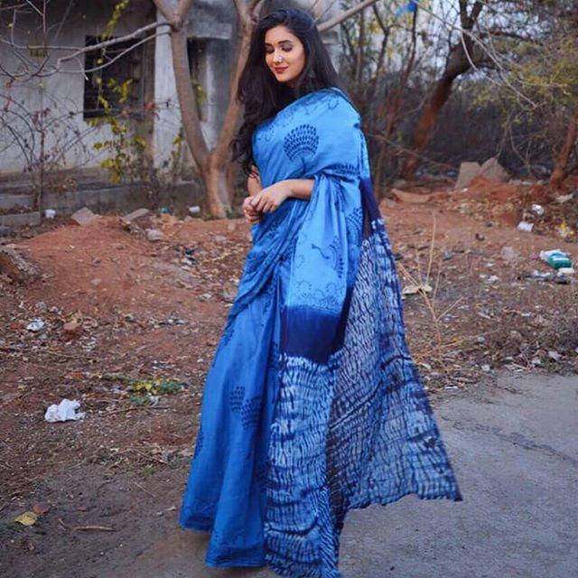 Pure Linen Marvelous Blue Saree, Printed Women's Wear