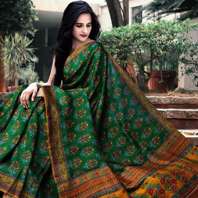 Pure Linen Ideal Green Yellow Saree, Shining Party Wear