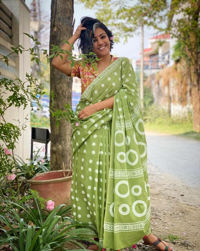 Casual Wear Light green Colour mul Saree