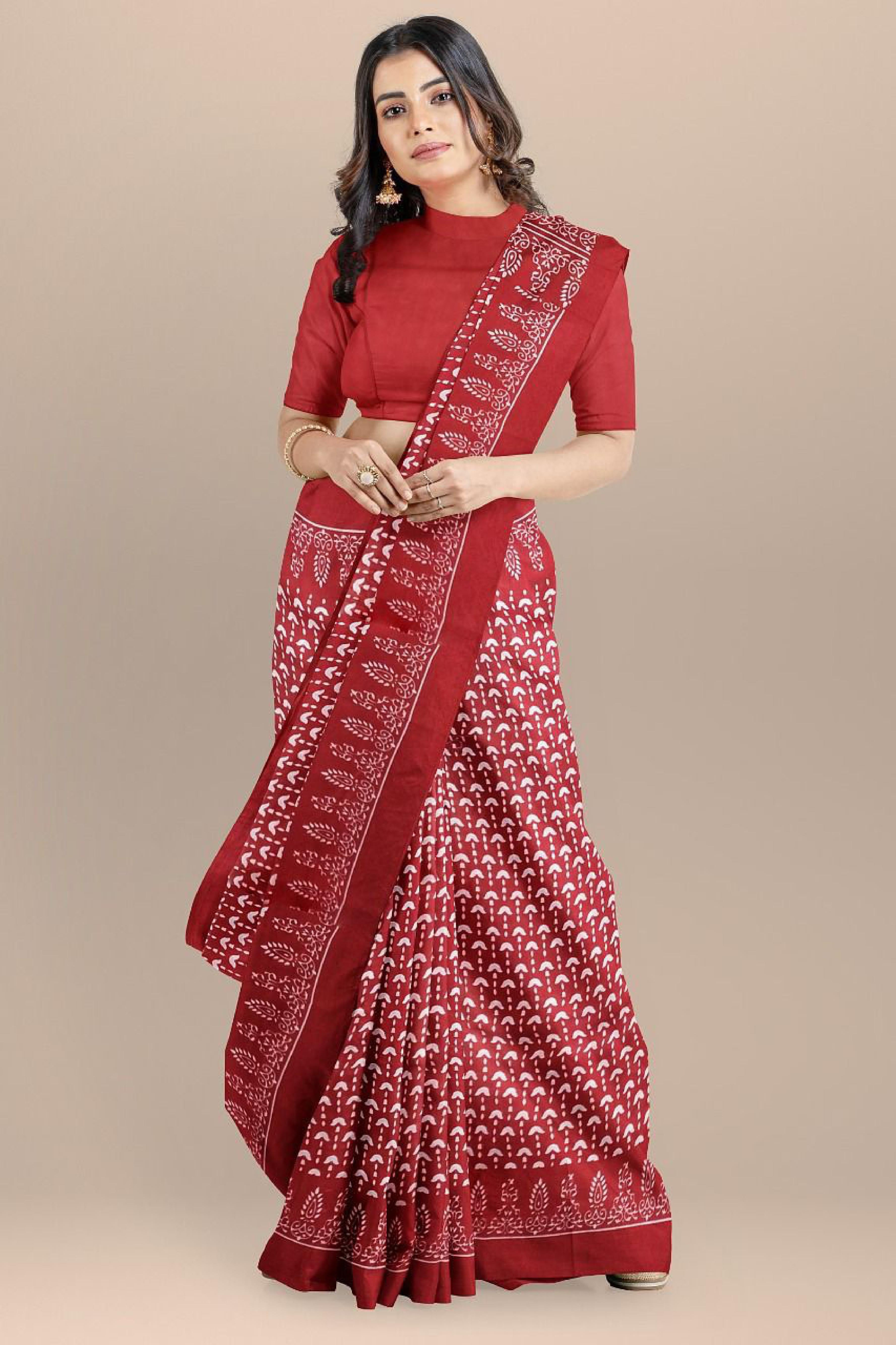 Casual Wear Red Color mul Saree