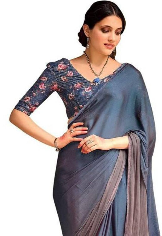 Pure Soft Silk Attractive Blue Saree, Shining Wedding Wear