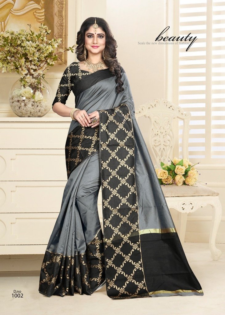 Pure Linen Blissful Grey And Black Saree, Casual Wear