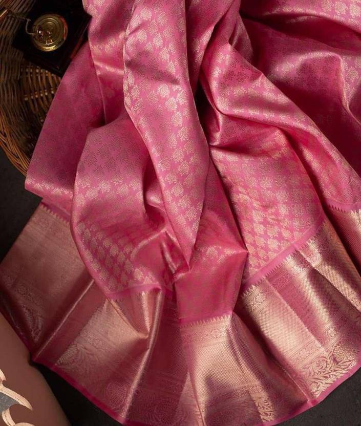 Pure Banarasi Silk Sarees Peach  Colour, Wedding Wear