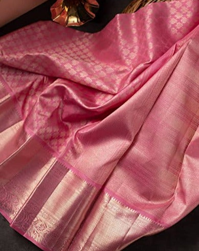 Pure Banarasi Silk Sarees Peach  Colour, Wedding Wear