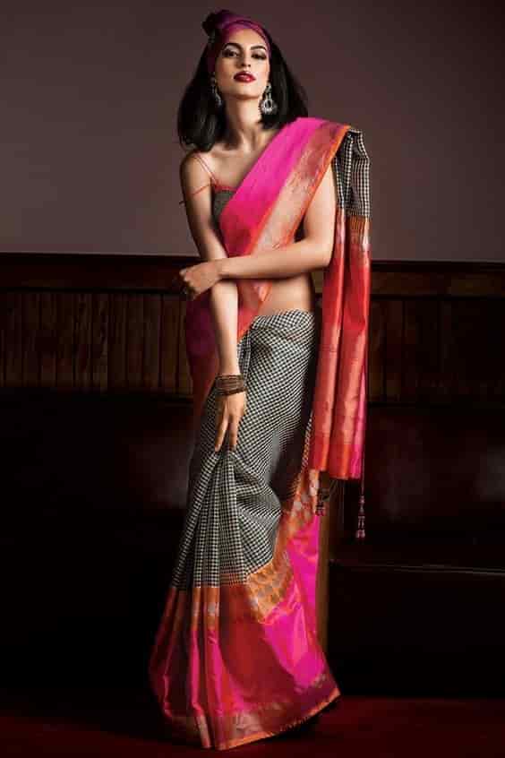 Pure Soft Silk Saree Grey And Pink, Daily Wear