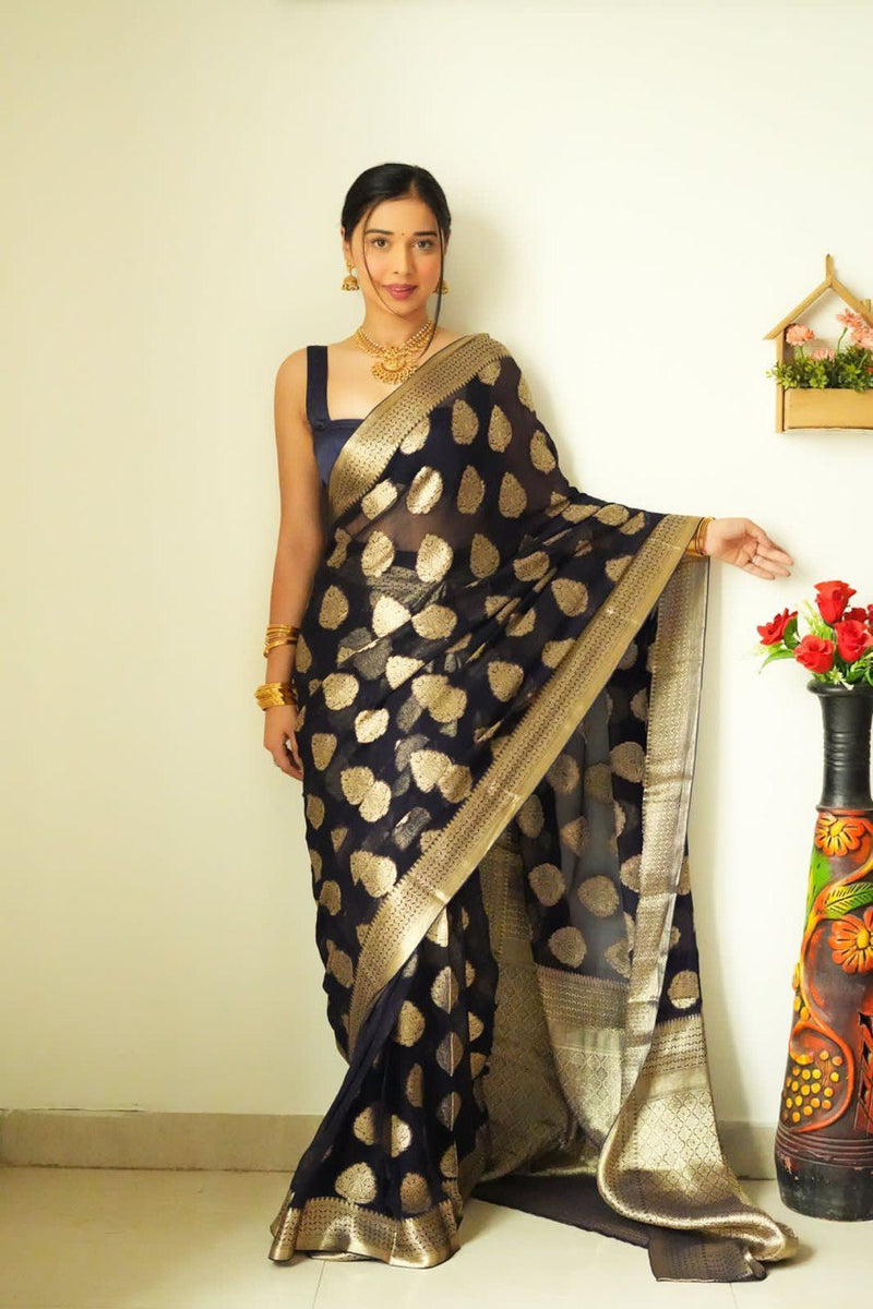 Buy Shadow Gray Silk Dual Shade One Minute Saree With Belt