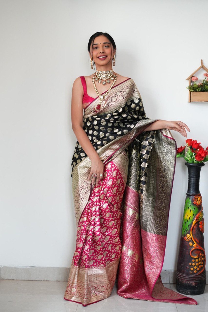 RED AND BLACK HAND BLOCK PRINTED COTTON SAREES -CBS19Navyasfashion