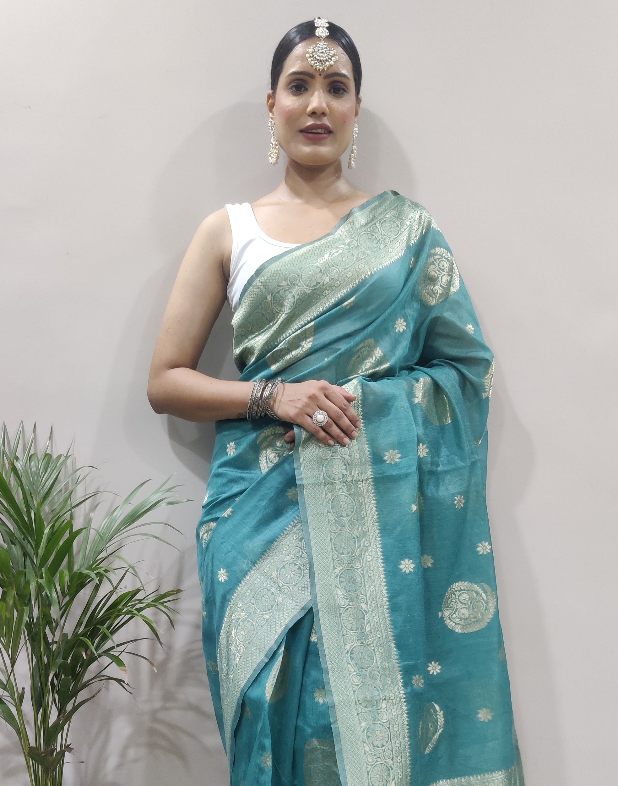 Confounding 1-Minute Ready To Wear Sea Green Cotton Silk Saree