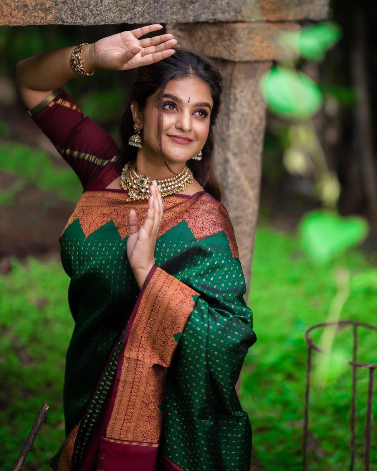 Stunning Green Soft Silk Saree With Innovative Blouse Piece