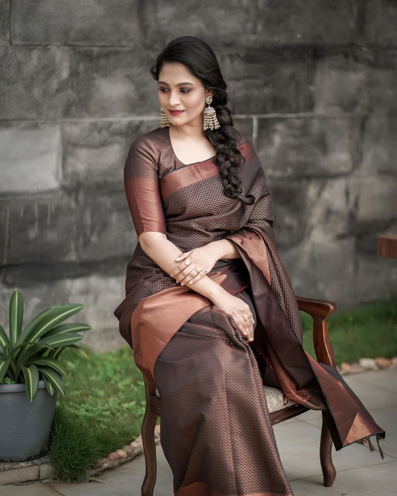 Artistic Brown Soft Banarasi Silk Saree With Sophisticated Blouse Piece