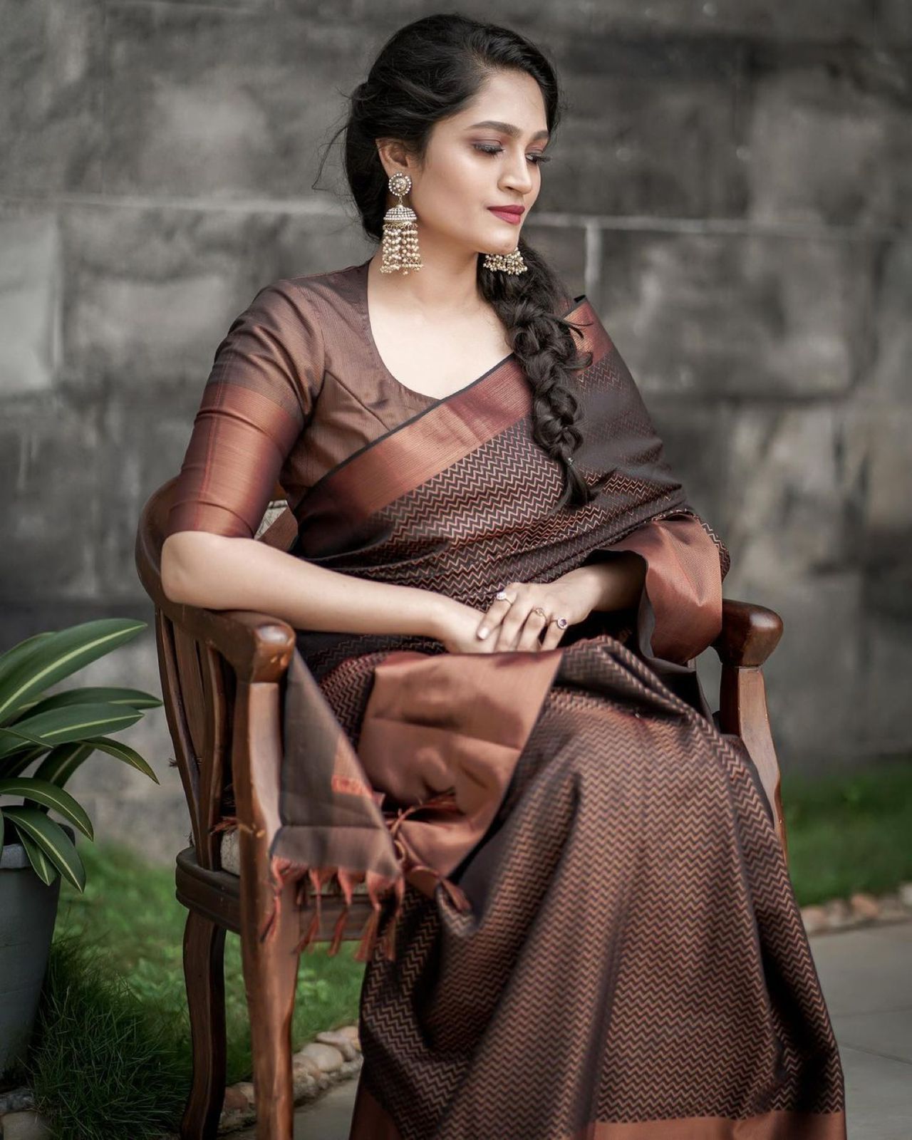 Artistic Brown Soft Banarasi Silk Saree With Sophisticated Blouse Piece