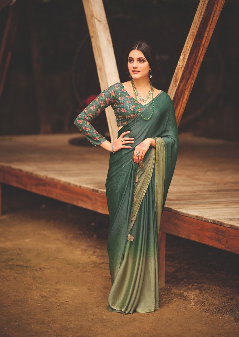 Soft Silk Adorning Green Saree, Shining Festive Wear