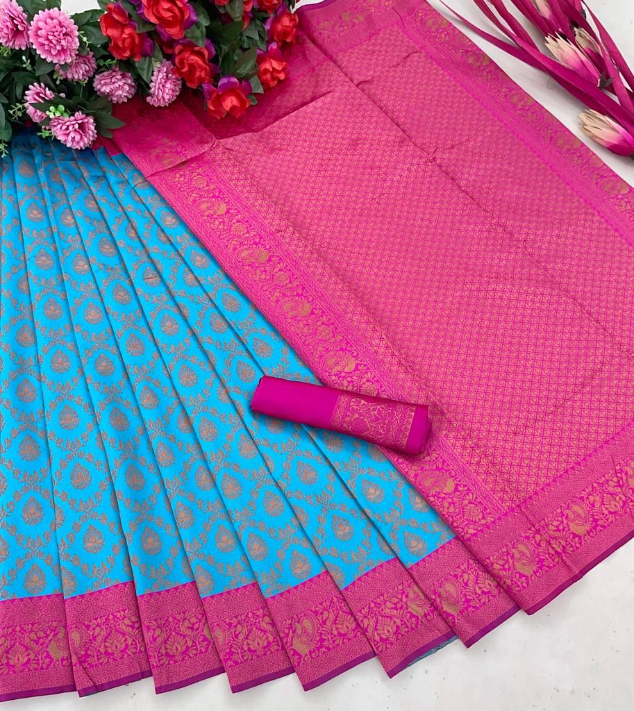 Fragrant Soft Silk Saree With Glowing Blouse Piece