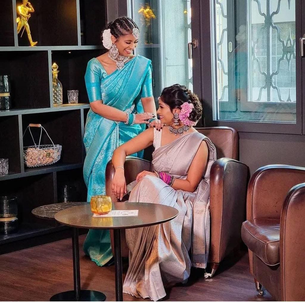 Beautiful Classy Look Bridal Sky Color Designer  jacquard Silk Saree for Wedding and festivals