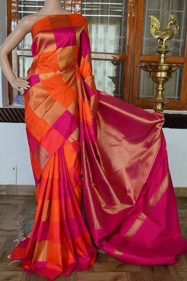 Nalli - Look elegant in this Multi Color Kanchipuram Silk Saree with Half  and half design on body and Zari border,are enhancing the overall look of  the Saree. Price: INR.15,415.00/- Click here