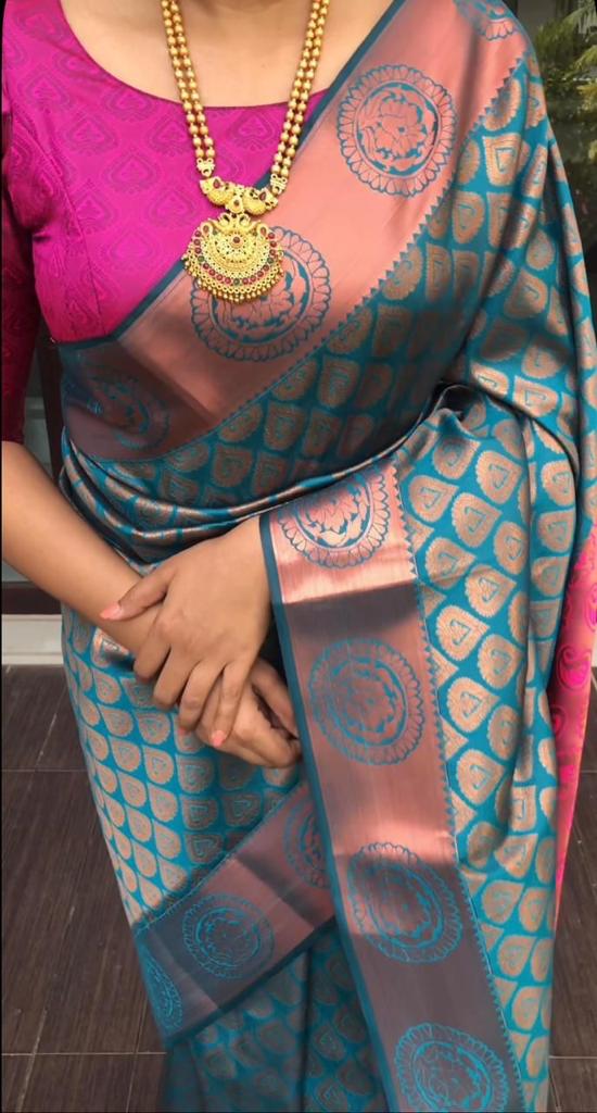 Beautiful Festive Wear jacquard Silk Saree