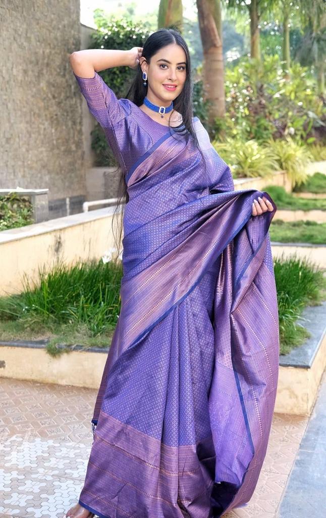 Pure jacquard Silk Sarees Blue Colour, Festival Wear