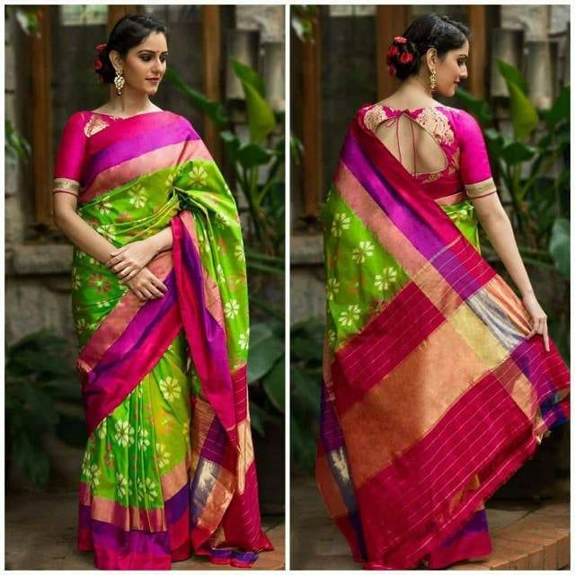 Soft Silk Glorious  Green and Pink Saree, Festival Wear