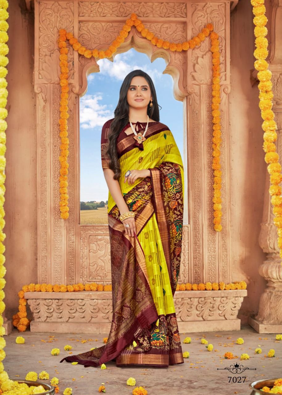 designer double ikkat Cotton pattu With Satin Patta Sarees